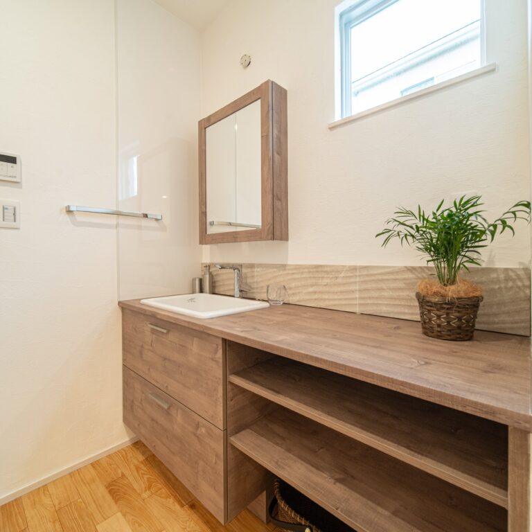 Wave Accent Tiles for a Vanity with Natural Light & Shadow